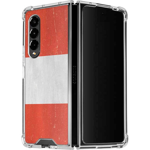 Peru Flag Distressed Galaxy Z Fold4 5G Clear Case